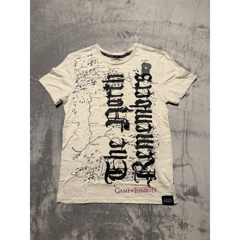 GAME OF THRONES HBO Graphic T-Shirt Tee THE NORTH REMEMBERS Off White Medium